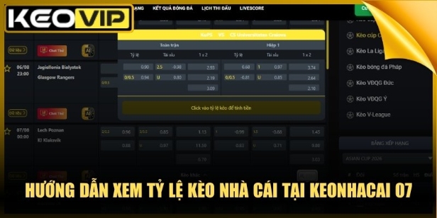 Hướng Dẫn Xem Tỷ Lệ Kèo Nhà Cái Tại Keonhacai 07